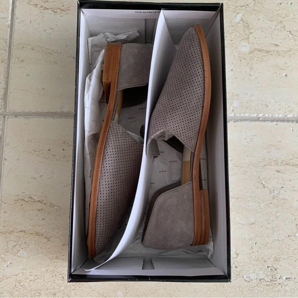 Dolce Vita Cody Grey Perforated Suede Flats Loafers Slip-on Shoes